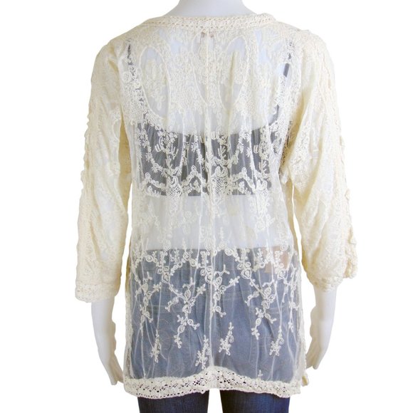 NEW!!! Chico's Off White Lace Top Size M - 8 - Picture 2 of 5